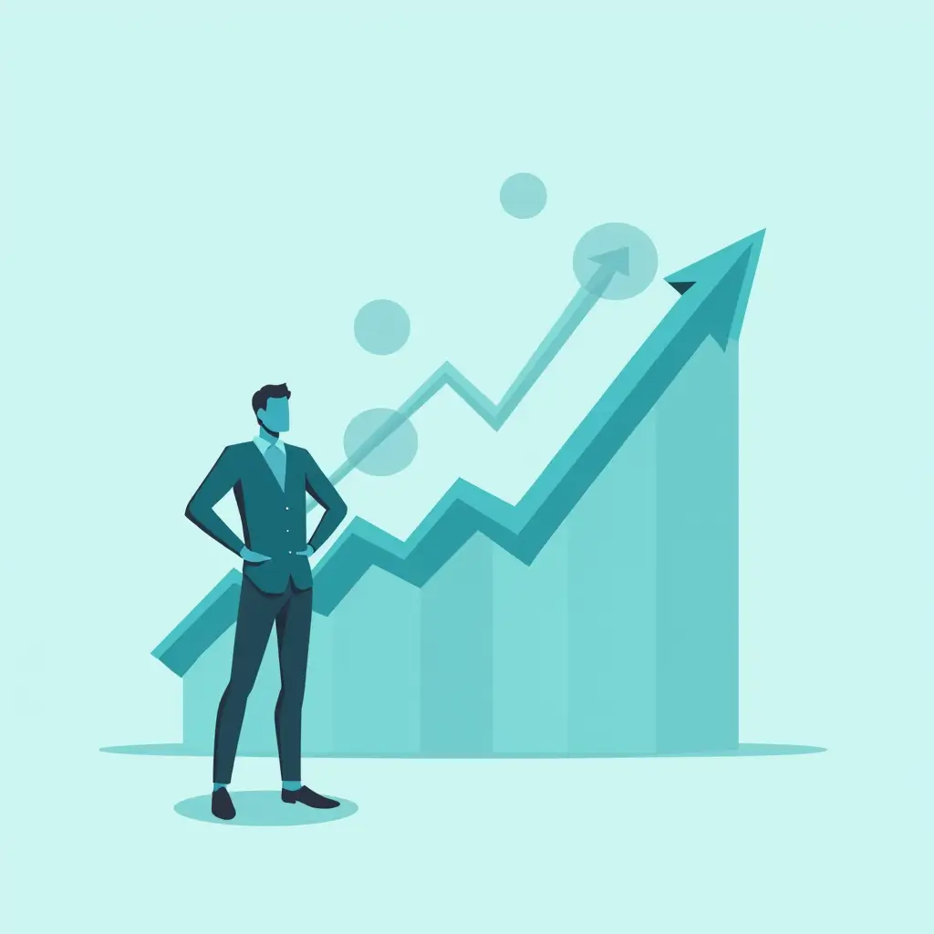 Financial growth with coins and success arrow.