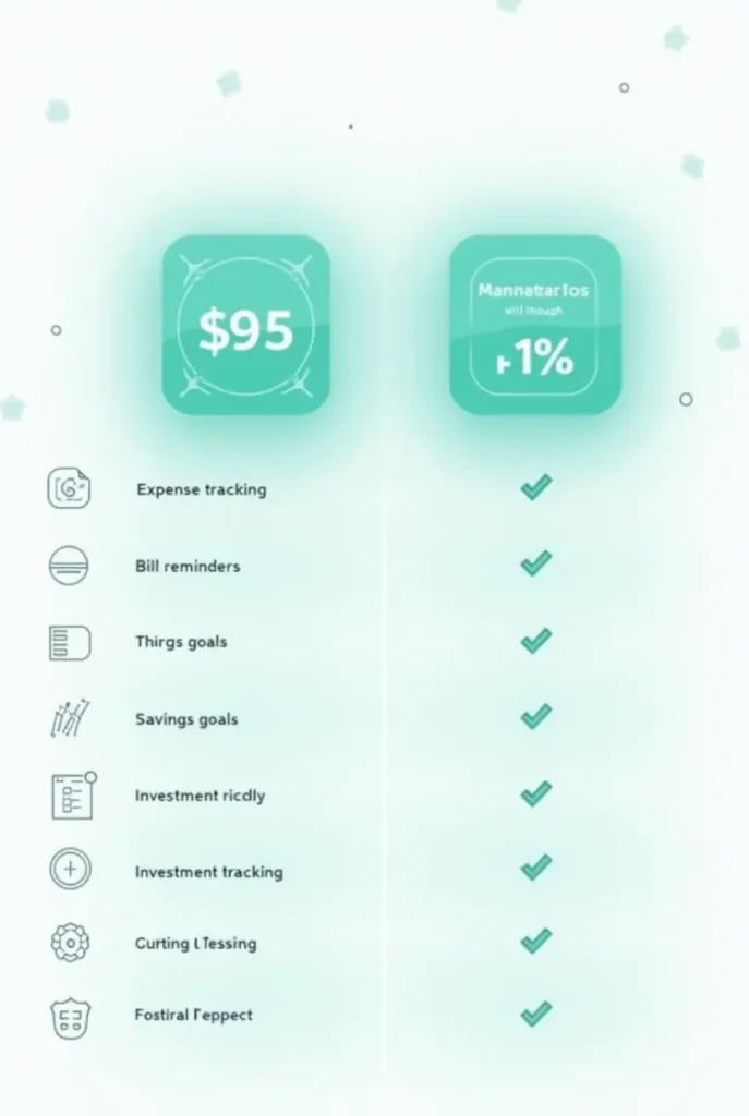 Budgeting apps features comparison chart showing expense tracking, bill reminders, and savings goals across different platforms